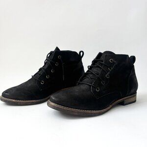 Black Diba Eli Genuine Black Suede Leather Combat Ankle Booties - sz 8